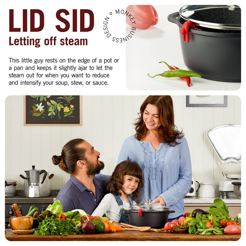 Monkey Business Lid Sid: Pot Lid Lifter | Pot Lid Holder that Keeps Pot from Boiling over | Helpful Kitchen Gadget to Reduce Soups and Stews | Cool Kitchen Gadgets & Cute Kitchen Accessories | by Monkey Business - Image 2